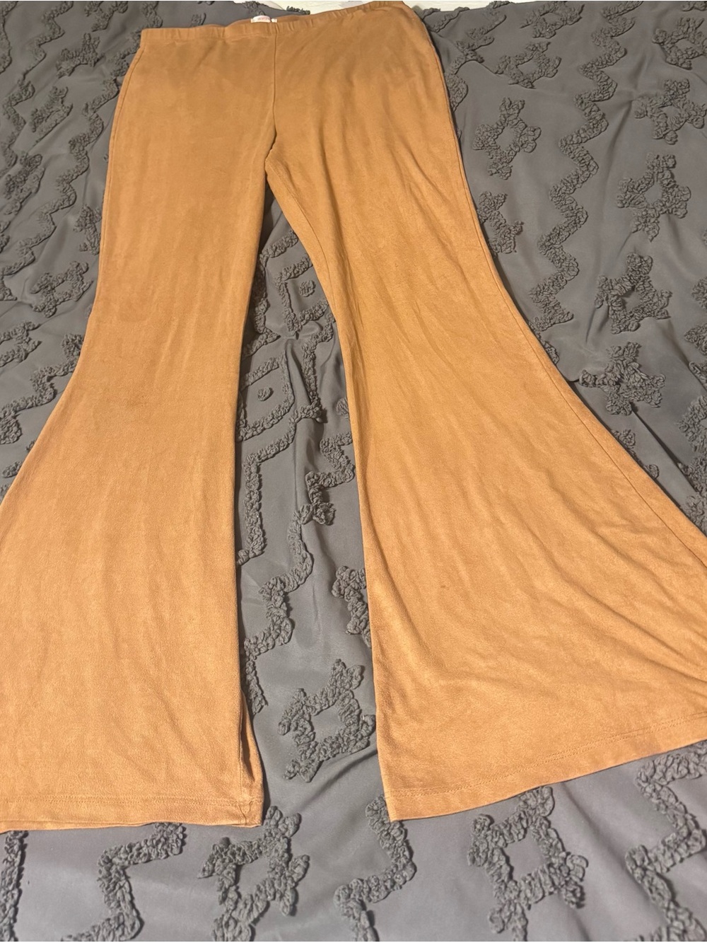 Xhilaration Camel Faux Suede Bell Bottom Flare Pants